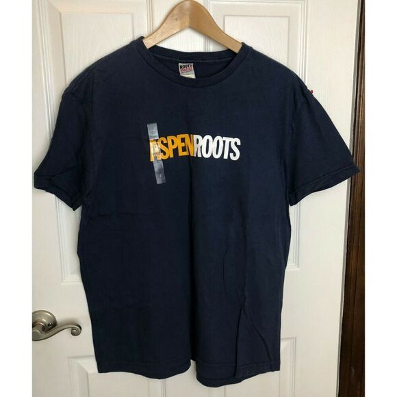 NWT Roots Athletic Blue Tee Shirt AspenRoots Men's Size L - Picture 1 of 5